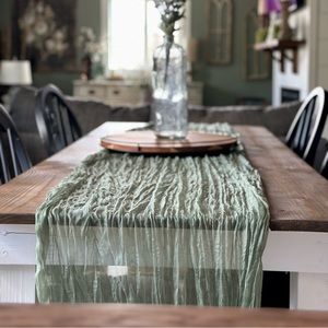 12-Pack Sage Green Cheesecloth Table Runners for Home Decor or Wedding Table
